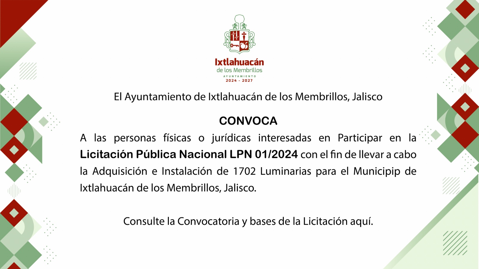 Convocatoria Licitacion Publica Nacional